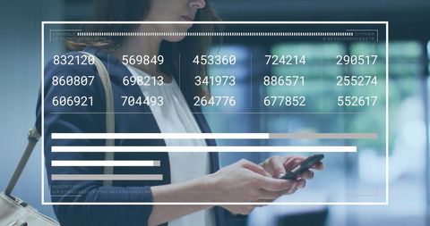 digital interface over businesswoman using smartphone - Download Free Stock Images Pikwizard.com