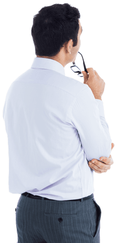 Thoughtful Biracial Businessman with Glasses in Profile View