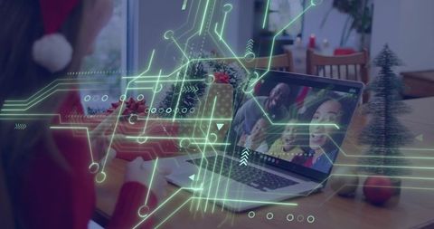 Virtual holiday celebration via online video call