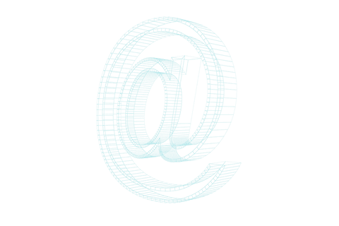 Transparent 3D At Sign Symbol in Light Blue
