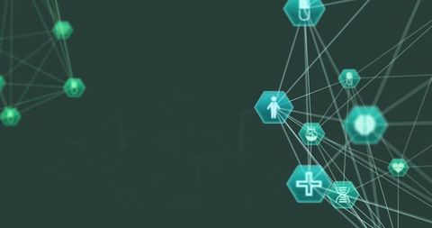 Digital Health Network with Medical Icons on Green Background - Download Free Stock Images Pikwizard.com
