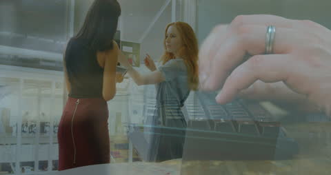 Double Exposure of Office Collaboration and Digital Interaction