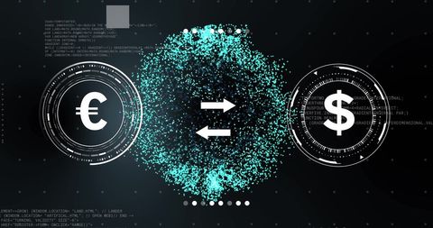 Digital Exchange of Euro and Dollar Currency Symbols with Data Elements - Download Free Stock Images Pikwizard.com