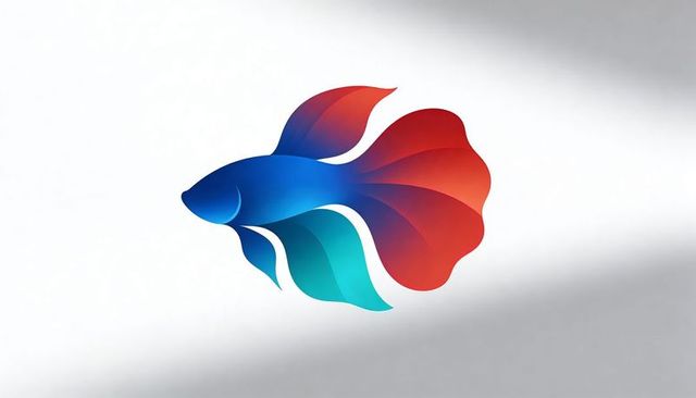 Vibrant layered gradient betta fish logo for modern marine branding and icons