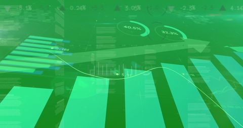 Modern financial analytics with green data visualization