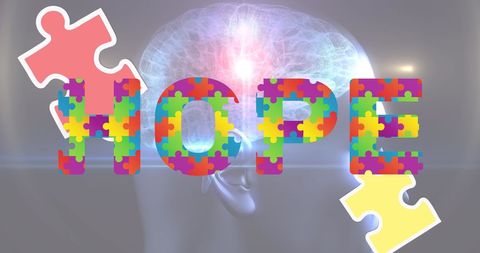 Hope in Autism with Vibrant Puzzle Letters and Brain - Download Free Stock Images Pikwizard.com