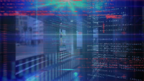 Digital Data Processing Over City Background