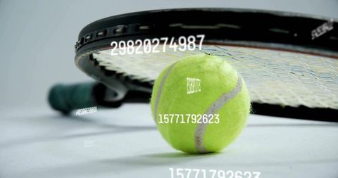 Tennis Ball with Augmented Reality Numbers and Racket