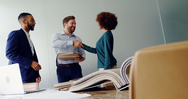 Business People Shaking Hands in Office Meeting - Download Free Stock Images Pikwizard.com