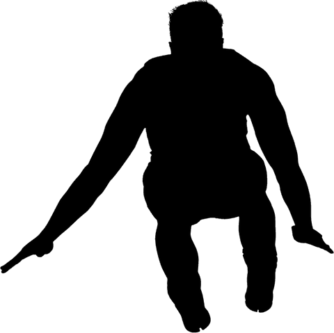 Vector silhouette of a man in workout pose on transparent background