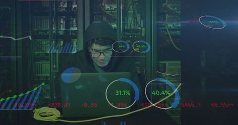 Hacker in Front of Laptop Analyzing Data Metrics in Server Room - Download Free Stock Images Pikwizard.com