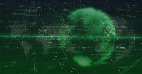 Digitally Generated Global Map with Data Processing Overlay - Download Free Stock Images Pikwizard.com