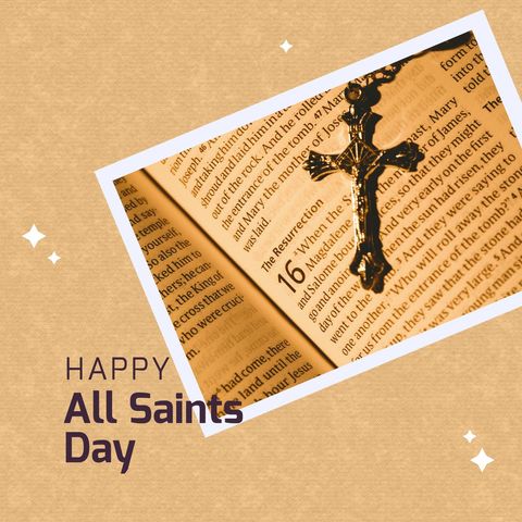all saints day greeting with rosary on religious text - Download Free Stock Templates Pikwizard.com