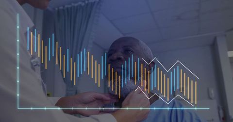 Clinician examining patient with digital analytics overlay