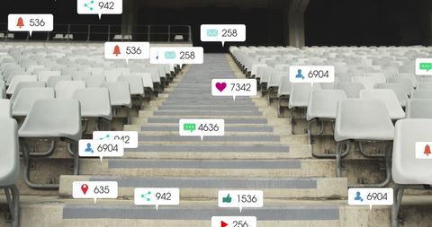 Engagement Wave Social Media Icons in Stadium Bleachers - Download Free Stock Images Pikwizard.com