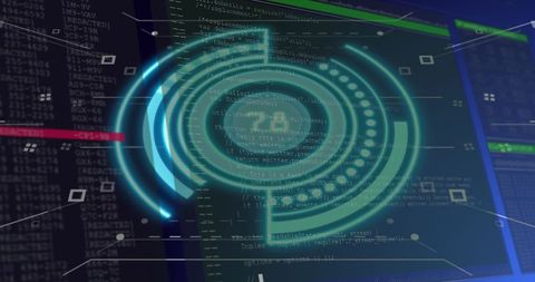 Futuristic digital interface with data scanning scope