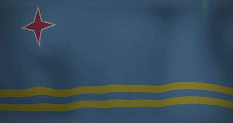 Aruba Flag Highlighting Red Four-Pointed Star and Yellow Stripes