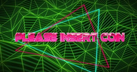 Retro Arcade Fantasy with Neon Insert Coin Sign