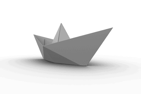 Origami paper boat illustrating creativity on transparent background
