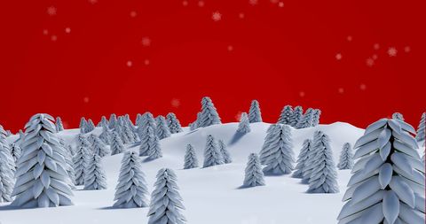 Winter Wonderland with Snowy Fir Trees and Red Sky - Download Free Stock Images Pikwizard.com