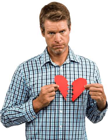 sad man holding transparent broken heart symbol, plaid shirt - Download Free Stock Videos Pikwizard.com