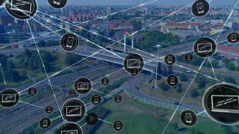 Smart City Network Animation Illustrating Global Connections in Urban Environment