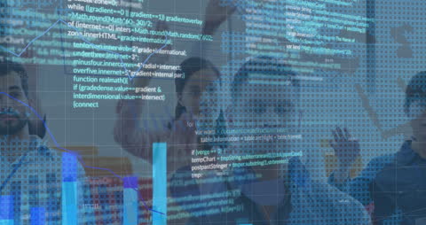 Team Analyzing Financial Data with Digital Interfaces