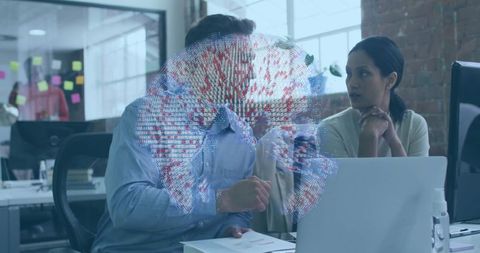 Collaborating Coworkers Analyzing Data in Modern Office