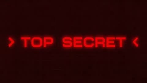 Displaying Top Secret Banner Pulling Back with Red Neon Glow, Scanlines and Chevrons