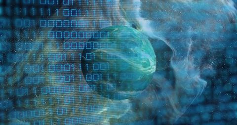 Binary Code Merging with Planet in Cosmic Dreamscape - Download Free Stock Images Pikwizard.com