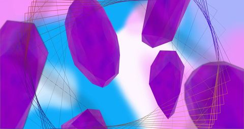 3d purple shapes over abstract network background