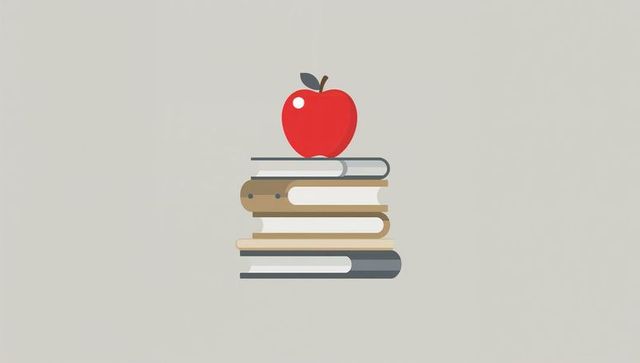 Minimalist stack of books with red apple on top