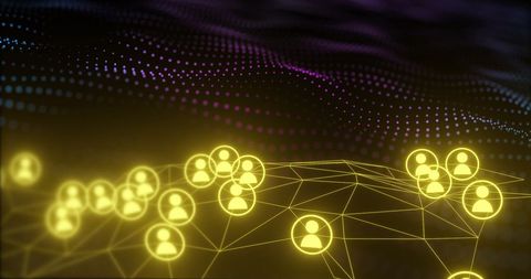 futuristic network connections with social icons over black background - Download Free Stock Images Pikwizard.com