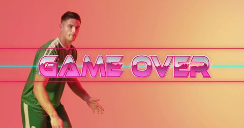 Athlete in Motion with Retro 'Game Over' Graphic - Download Free Stock Images Pikwizard.com