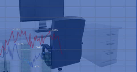 Graphs Overlay Empty Office Setup Suggesting Digital Corporate Analysis