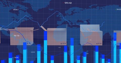 global data trends with cartons on technology network - Download Free Stock Images Pikwizard.com