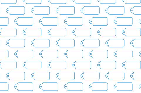 Abstract blue tags pattern on transparent background