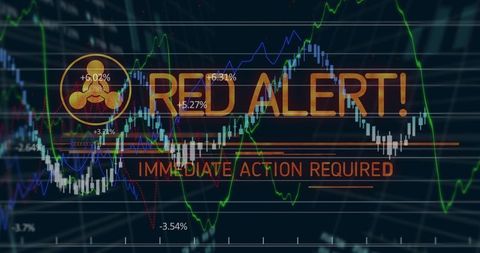 Stock market warning overlay on trading platform interface