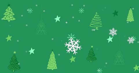 festive christmas trees and snowflakes pattern on green background - Download Free Stock Images Pikwizard.com
