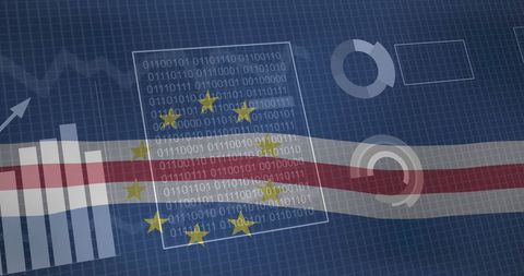 Cabo Verde Flag with Data Charts, Business Analytics Concept - Download Free Stock Images Pikwizard.com