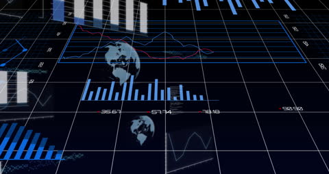 Futuristic Digital Data Analysis Interface with Graphs
