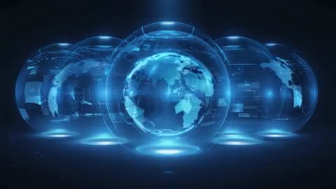 Futuristic Holographic Globe in Digital Space