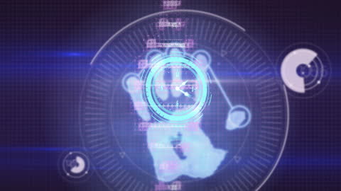 Digital Clock Overlay on Biometric Fingerprint Interface