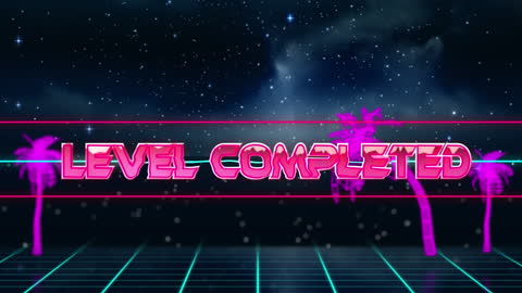 Retro Futuristic Level Completed Animation with Neon Effects