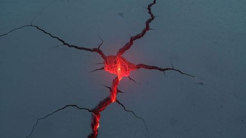 Molten surface cracks exposing glowing lava fissure