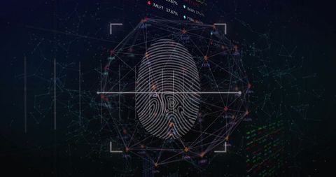 Biometric Fingerprint Scanner on Digital Network Background - Download Free Stock Images Pikwizard.com
