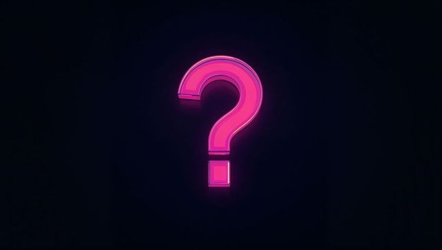 Glowing Neon Pink Question Mark Against Dark Background