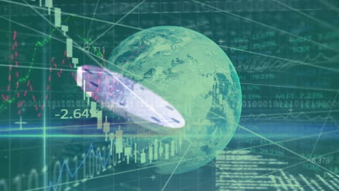 Global Financial Trends and Data Visualization with Earth Graphic
