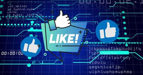 Social Media Thumbs Up over Data Matrix Concept - Download Free Stock Images Pikwizard.com