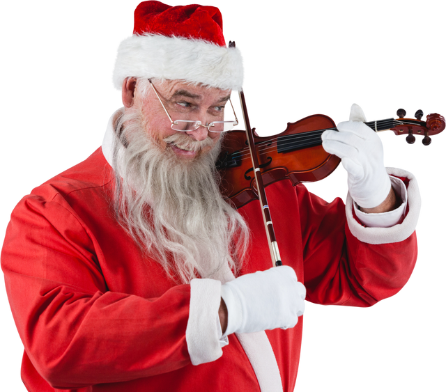 Smiling Santa Claus Playing Violin on Transparent Background - Download Free Stock Videos Pikwizard.com